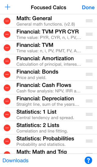 calculator list in edit mode
